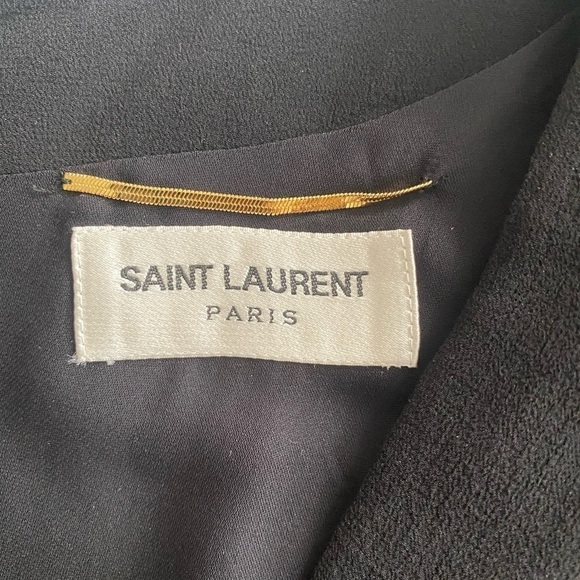 Saint Laurent- Black Silk Longsleeve Mini Dress - Picture 1 of 8